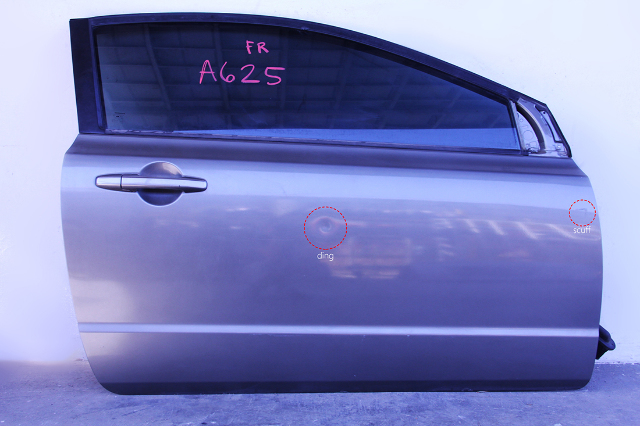 Honda Civic Si Coupe 06-11 Front Door Assy Right/Passenger Side Electric, Grey, A625, OEM, 2006, 2007, 2008, 2009, 2010, 2011