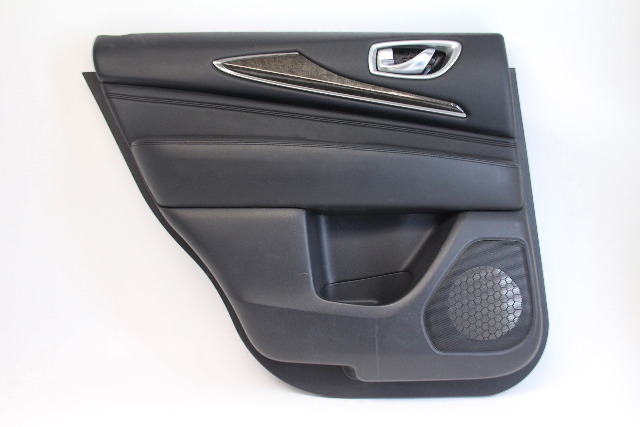 Infiniti QX60 14-15 Rear Left/Driver Side Door Panel Black Leather, A630, OEM, 2014, 2015