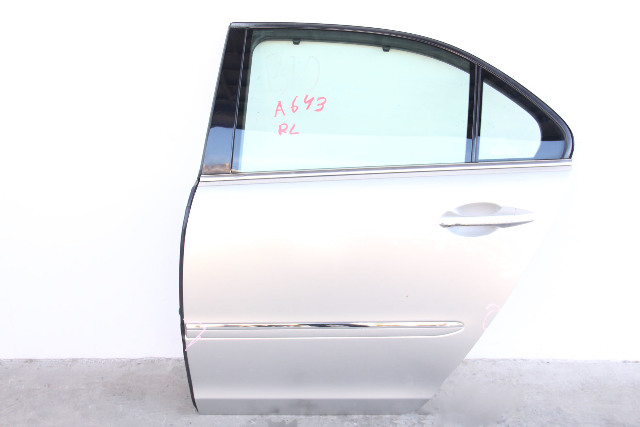 Acura RL 05-12 Rear Driver Left Side Door Silver 67550-SJAA-90ZZ, A643, OEM, 2005, 2006, 2007, 2008, 2009, 2010, 2011, 2012
