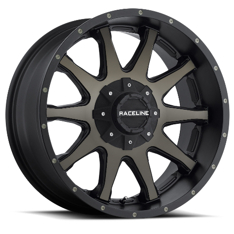 RACELINE 930DM Shift 17X8.5 6x5.5/6x135 +18 Black Mach w/Dark Tint (Qty of 4)