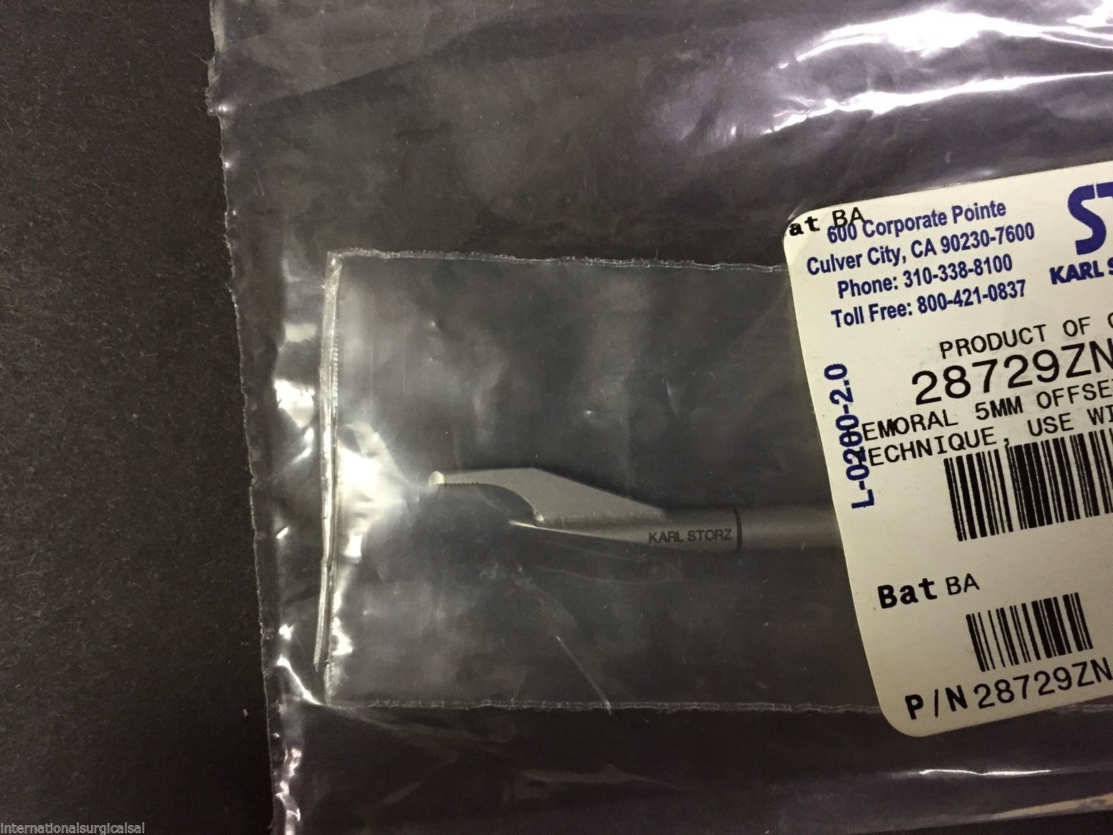 Karl Storz 28729ZN Femoral 5mm Offset Guide Use With Handle