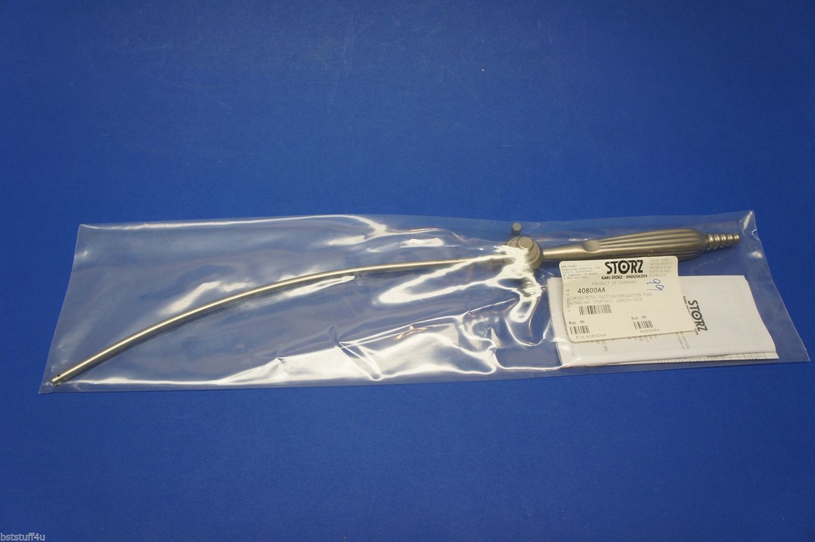 Karl Storz 40800AA Curved Metal Suction Irrigation Tube With TwoWay