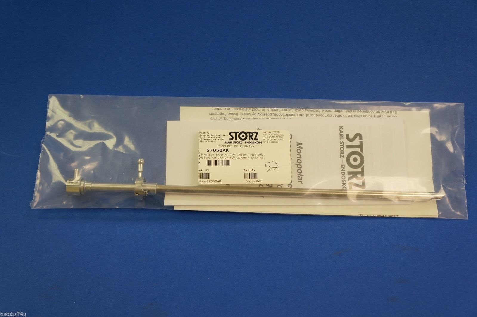Tube d'insertion d'examen et obturateur visuel Karl Storz 27050AK Schmiedt