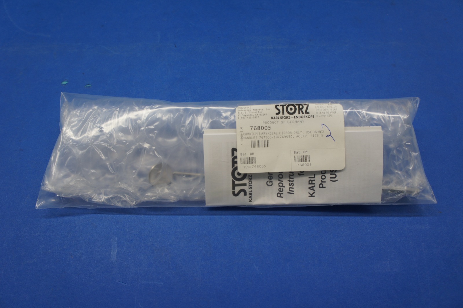 Karl Storz 768005 Laryngeal Mirror with RHODIUM Front Surface, Size 5