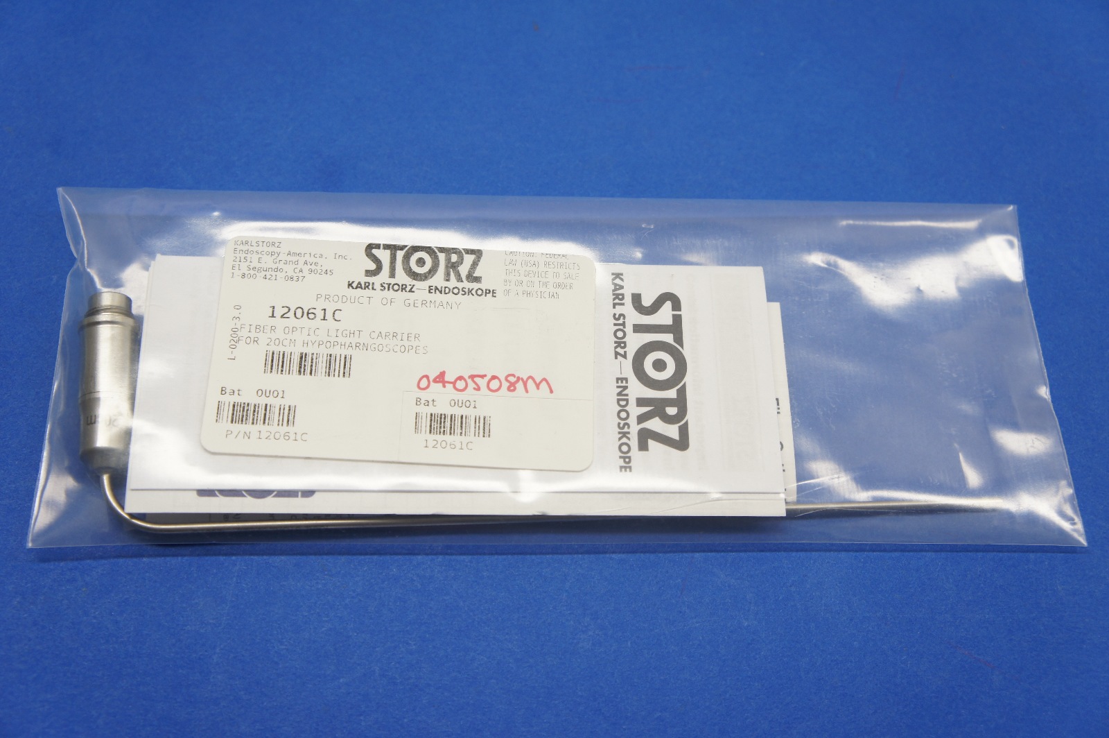 Karl Storz 12061C Fiber Optic Light Carrier For 20cm Hypopharngoscopes