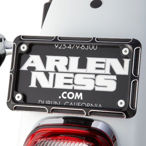 Arlen Ness Black Beveled License Plate Frame  12-144 Arlen Ness Black Beveled License Plate Frame  12-144