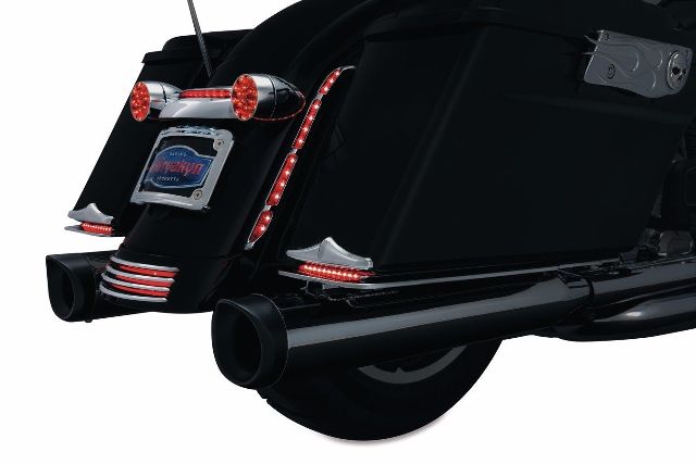 Chrome Lighted Turn Signal Bar Filler Panel Red Lens Harley Bagger FLHX Chrome Lighted Turn Signal Bar Filler Panel Red Lens Harley Bagger FLHX