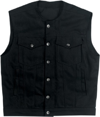 Biltwell Inc Prime Cut Black Denim (No Collar) Motorcycle Vest - Small-3XL Biltwell Inc Prime Cut Black Denim (No Collar) Motorcycle Vest - Small-3XL