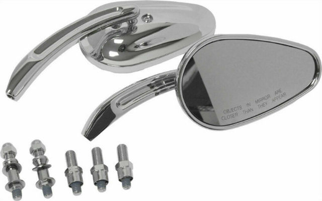Harley-Davidson Universal Chrome Tapered Custom Die Cast Side View Mirror Set Harley-Davidson Universal Chrome Tapered Custom Die Cast Side View Mirror Set
