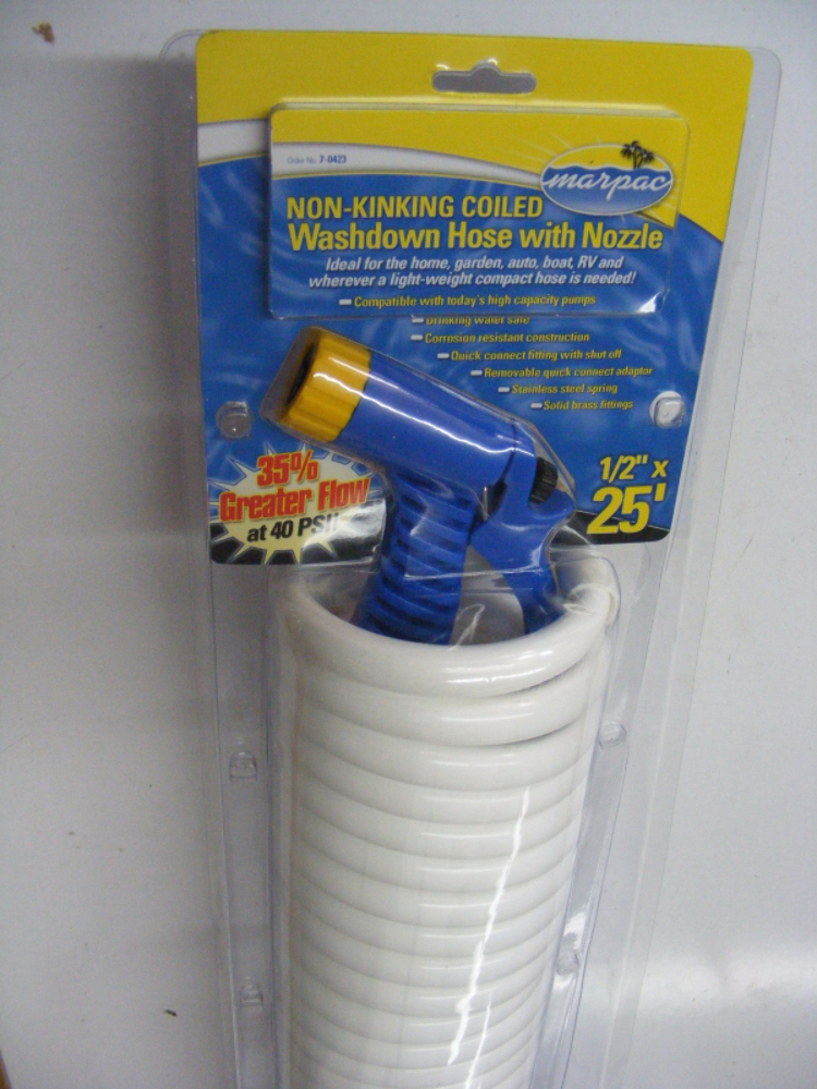 Marpac 70423 Coiled Washdown Hose 1/2"x25' Nozzle Quick Connect Boat RV Camper eBay