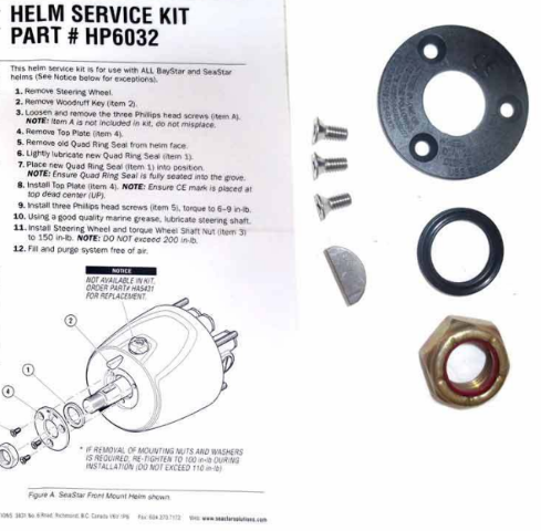 Teleflex Service Kit HP6032 Steering Wheel Nut Key NEWER SeaStar Baystar Helm MD