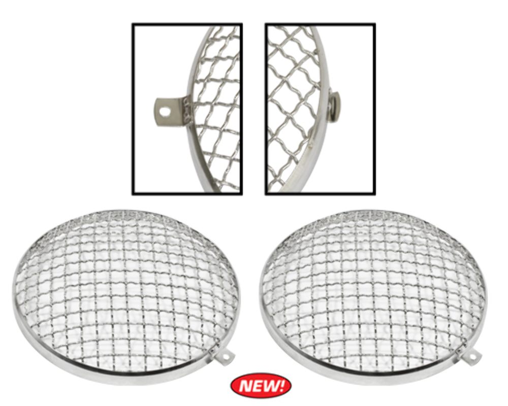 Stainless Steel Headlight Stone Guard, Pair VW T1 6779, T2 6879