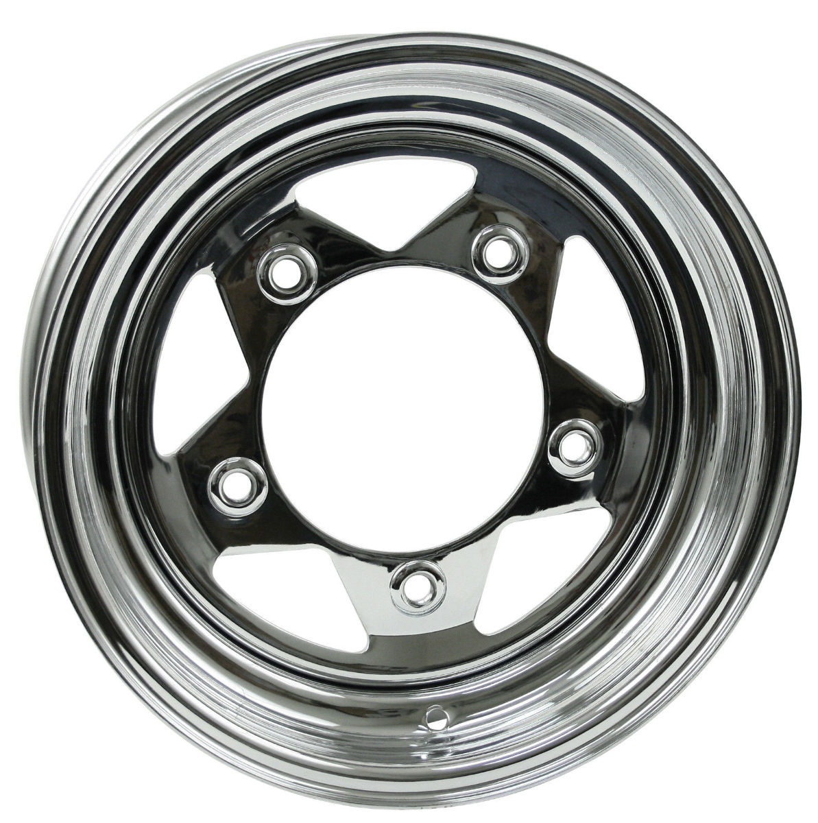 VW BUG BAJA CHROME SPOKE STEEL WHEELS 5 LUG 15X7" 31/2" BACK SPACE 10