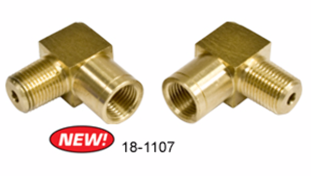 90 Deg Male 1/8" NPT to Female 10mm x 1.0 Bubble Flare Pair VW Bug EMPI