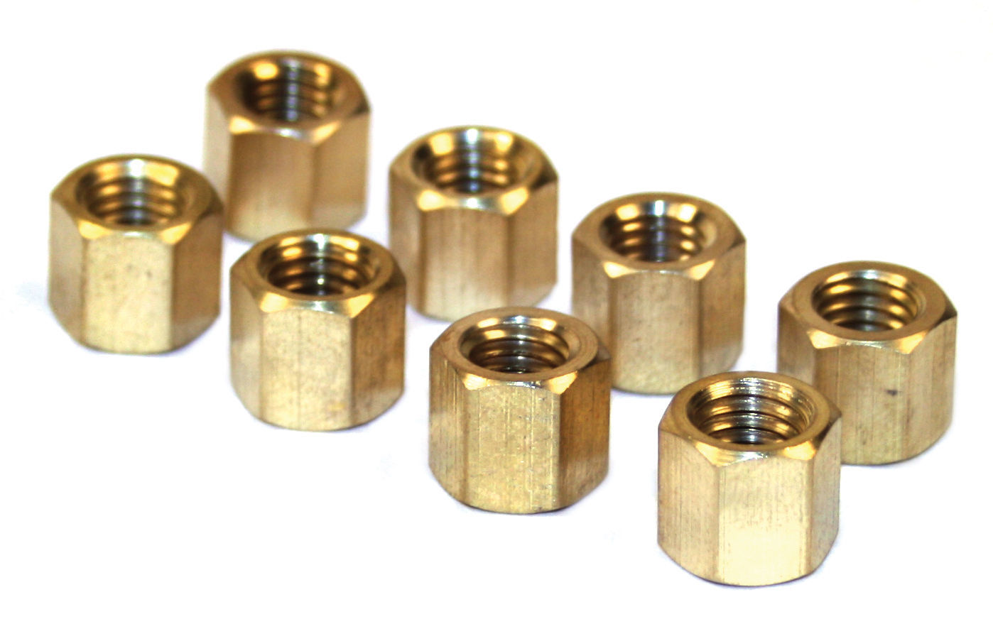 EMPI VW BUG BUS BRASS EXHAUST NUTS, SET OF 8 436051 Pirate Mfg