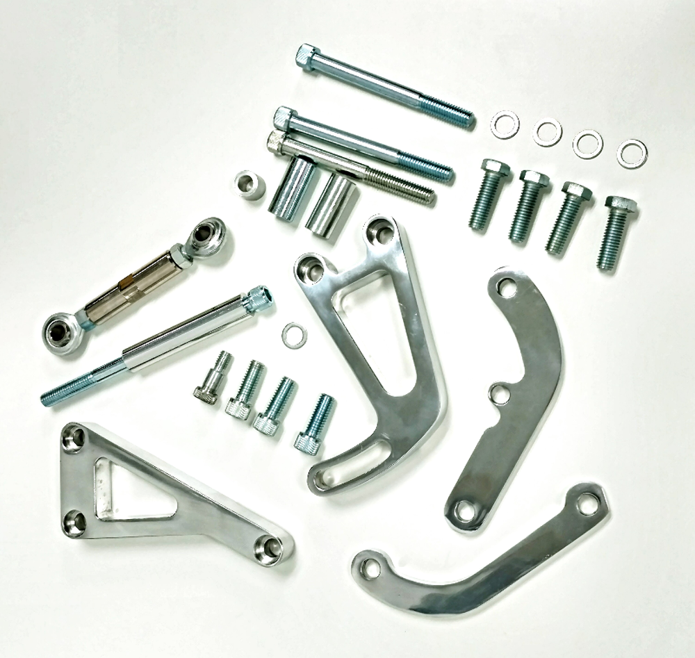 SBC Polished Billet Alternator & Power Steering Pump Bracket LWP 283