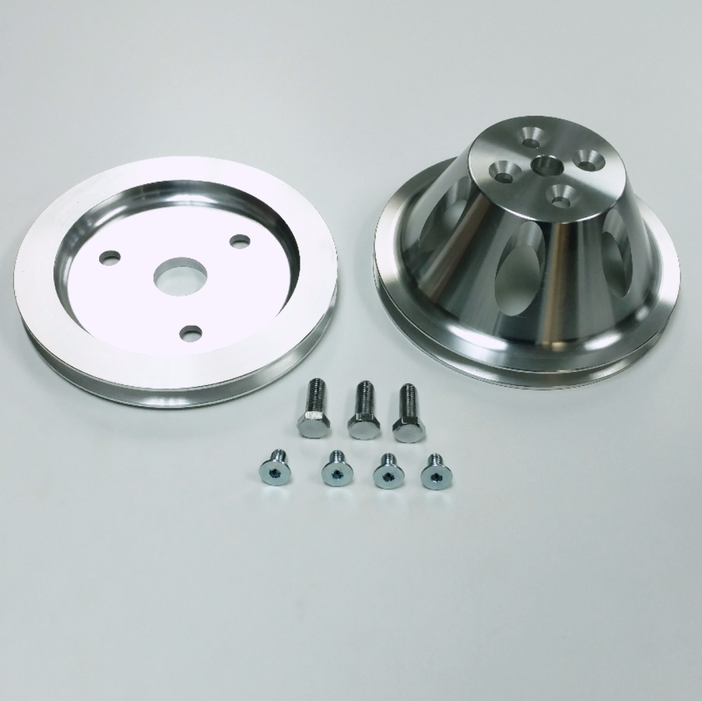 SBC Chevy 283350 Aluminum SWP 1 Groove Crankshaft Water Pump Pulleys