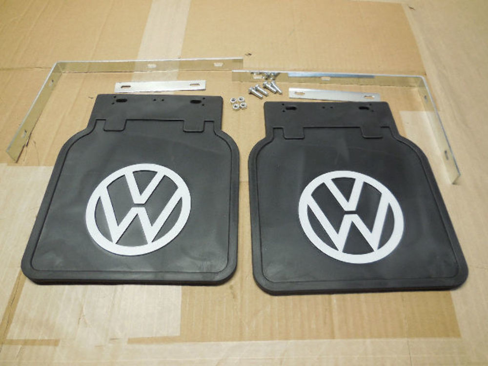 VW BUG MUD FLAPS,PAIR 1950ON, FITS ALL BUGS, BLACK WITH BRACKETS