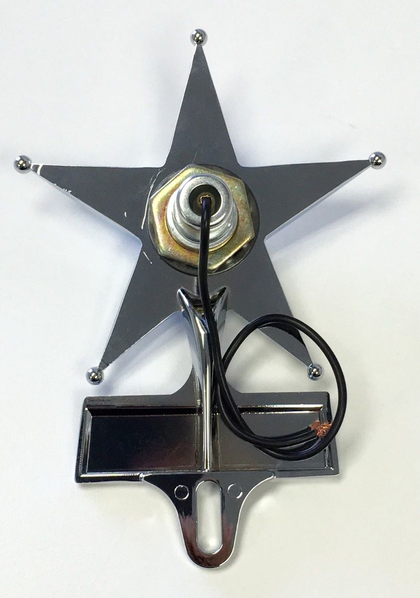 Hot Rod Red Jewel Lighted Chrome Safety Star Vintage Style License
