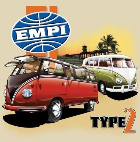 Empi T-Shirt VW Bug American Classic Logo 100/% Cotton Orange Large 15-4025