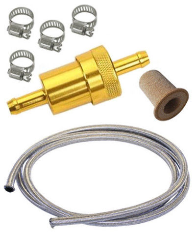 Universal 1//4/" See Through Glass Fuel Filter With Fittings 9104
