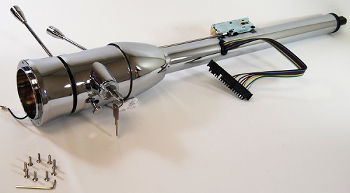 Street Rod Chrome 28" Tilt Steering Column With Ignition Floor Shift