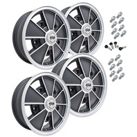 9675 EMPI BRM STYLE WHEEL PACKAGE, 5-LUG VW BUG, BUS, BEETLE, 4PC SET, MATTE BLACK, 15 X 5, 5 ON 205 MM 9675 EMPI BRM STYLE WHEEL PACKAGE, 5-LUG VW BUG, BUS, BEETLE, 4PC SET, MATTE BLACK, 15 X 5, 5 ON 205 MM
