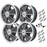 9676 EMPI BRM STYLE WHEEL PACKAGE, 5-LUG VW BUG, BUS, BEETLE, 4PC SET, GLOSS BLACK, 15 X 5, 5 ON 205 MM 9676 EMPI BRM STYLE WHEEL PACKAGE, 5-LUG VW BUG, BUS, BEETLE, 4PC SET, GLOSS BLACK, 15 X 5, 5 ON 205 MM