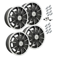 10-1080 EMPI GASSER STYLE WHEEL PACKAGE, 4-LUG VW BUG, GHIA, TYPE 3, 4PC SET, GLOSS BLACK, 15 X 5-1/2, 4 ON 130MM 10-1080 EMPI GASSER STYLE WHEEL PACKAGE, 4-LUG VW BUG, GHIA, TYPE 3, 4PC SET, GLOSS BLACK, 15 X 5-1/2, 4 ON 130MM