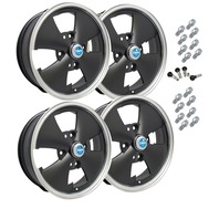 10-1092 EMPI 4-SPOKE WHEEL PACKAGE, 4-LUG VW BUG, GHIA, TYPE 3, 4PC SET, MATTE BLACK, 15 X 5-1/2, 4 ON 130MM 10-1092 EMPI 4-SPOKE WHEEL PACKAGE, 4-LUG VW BUG, GHIA, TYPE 3, 4PC SET, MATTE BLACK, 15 X 5-1/2, 4 ON 130MM