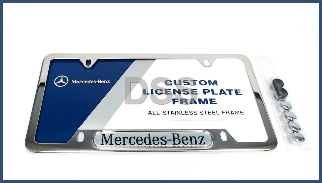 MERCEDES-BENZ BLACK STAINLESS STEEL LICENSE PLATE FRAME NEW GENUINE OEM LOGO