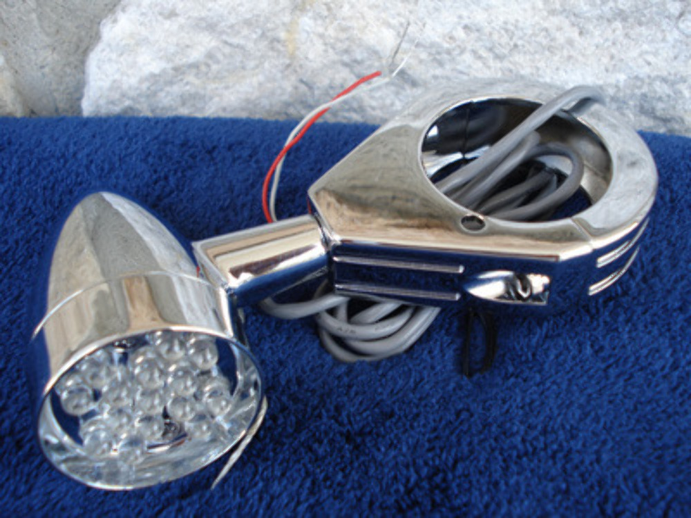 thumbnail image 2 of 4x 41mm Motorcycle LED Turn Signal Indicators - Chrome Bullet Style For Harley Bobber 2 of 5